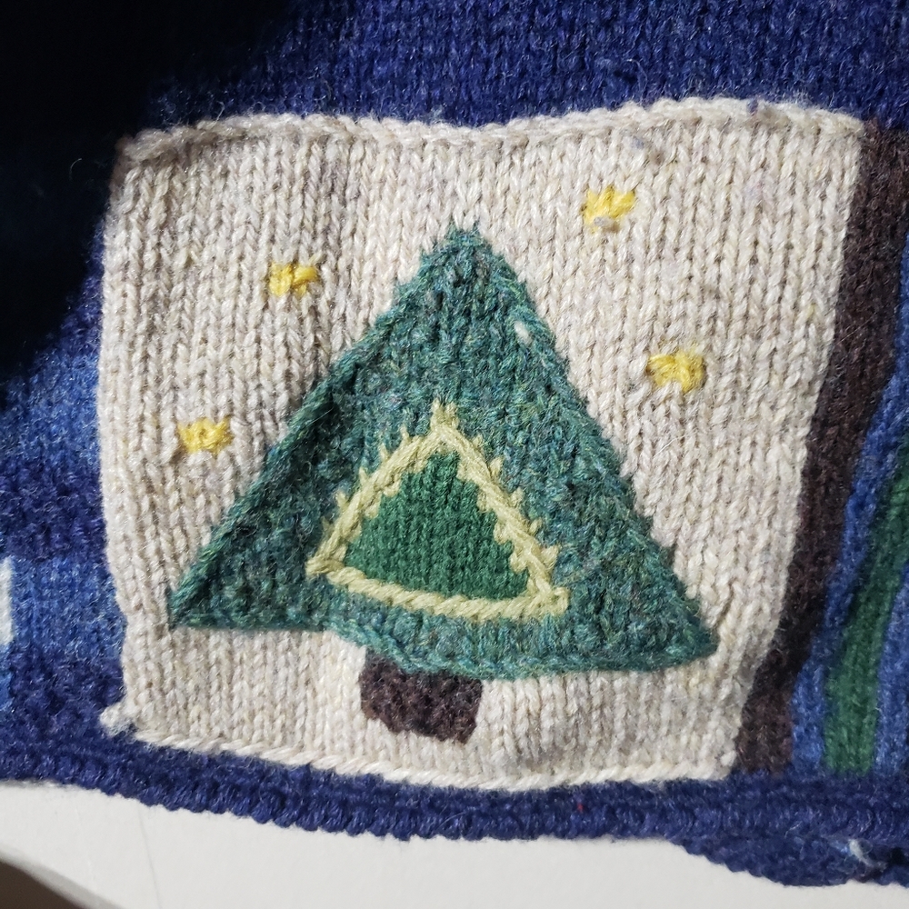 Signatures by Northern Isles Wool Handknit Patchwork Wool Cardigan Sweater, sz M - Picture 9 of 14